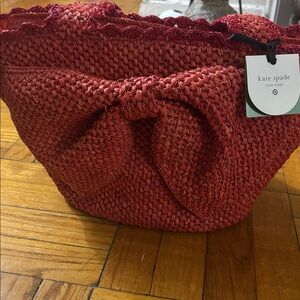 Kate Spade Red Bow Woven Tote